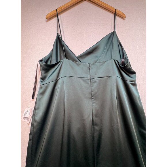 Dessy Collection Women's Satin Cowl Neck Bridesmaid Maxi Dress Size 22 W Green - Picture 11 of 12